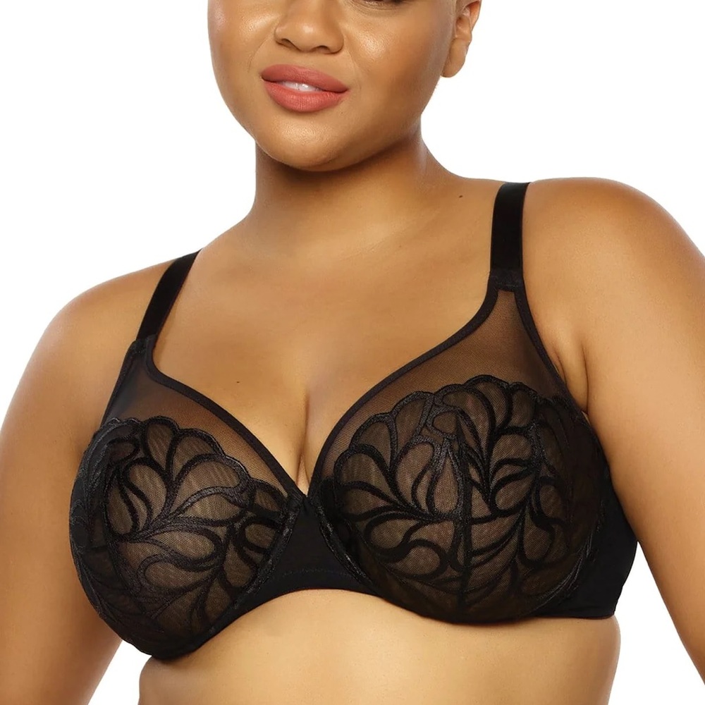 Felina 38D Lotus Embroidered Unlined Bra